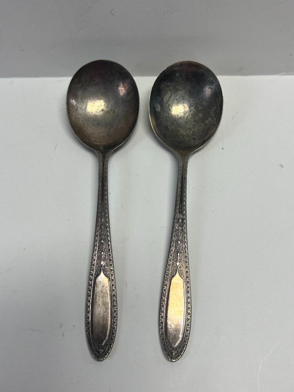 Vintage WM A Rogers A1 Plus Oneida Ltd Silverplate Serving Spoons Art Deco 1920s